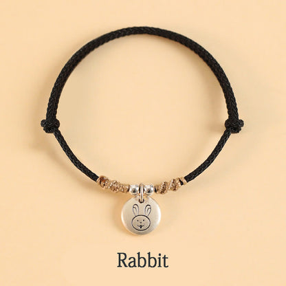 Buddha Stones Handmade 999 Sterling Silver Year of the Dragon Cute Chinese Zodiac Luck Braided Bracelet (Extra 30% Off | USE CODE: FS30)