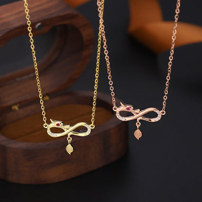 Buddha Stones 999 Sterling Silver Year Of The Dragon Endless Knot Tail Charm Protection Necklace Pendant