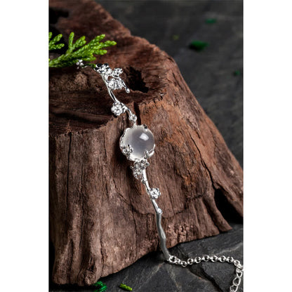 Buddha Stones "Sending Grace and Harmony"Plum Blossom Chalcedony Bracelet Includes Gift Message Card