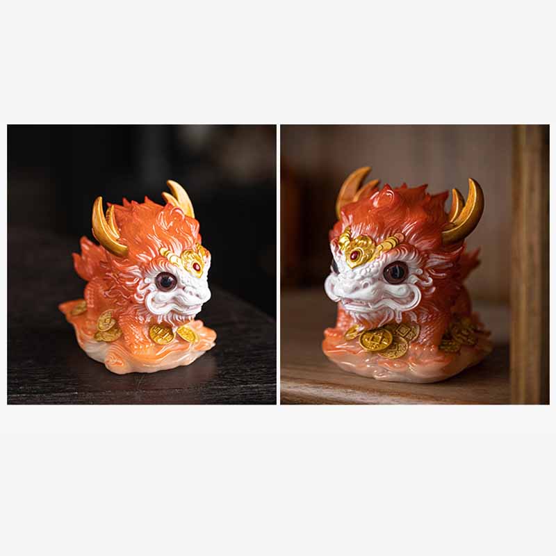 Buddha Stones Color Changing Small Kirin Resin Tea Pet Home Figurine Decoration