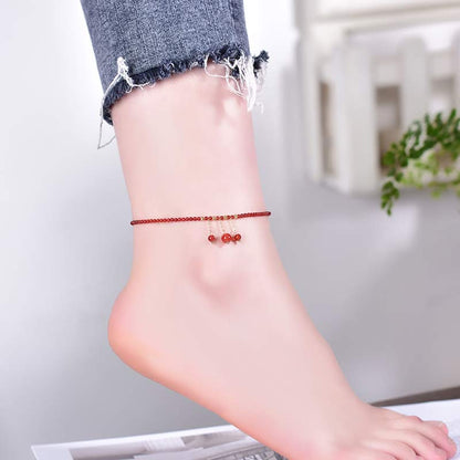 Buddha Stones Red Agate Confidence Calm Anklet