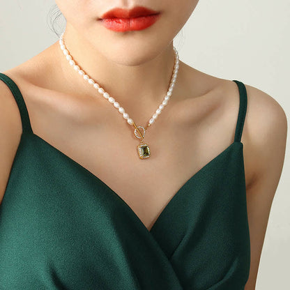 Buddha Stones Pearl Zircon Wealth Charm Necklace Pendant