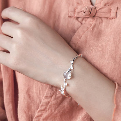 Buddha Stones "Sending Grace and Harmony"Plum Blossom Chalcedony Bracelet Includes Gift Message Card