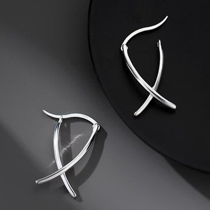 Buddha Stones Geometric Cross Design Luck Hoop Earrings