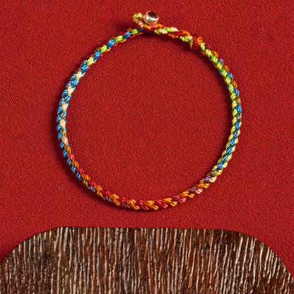 Buddha Stones "May you be blessed with peace and safety in all four seasons" Lucky Multicolored Bracelet