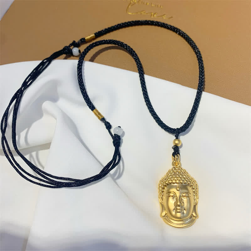Buddha Stones Gold Buddha Copper Wealth Necklace Pendant