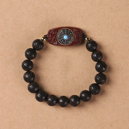 Buddha Stones Green Sandalwood Ebony Wood Sandalwood Om Mani Padme Hum Soothing Bracelet