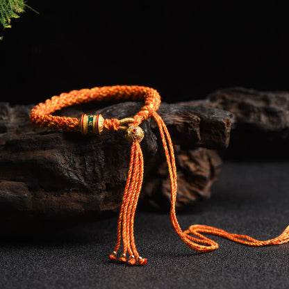 Buddha Stones Tibetan Handmade Luck Prayer Wheel Bead Charm Weave Colorful String Bracelet