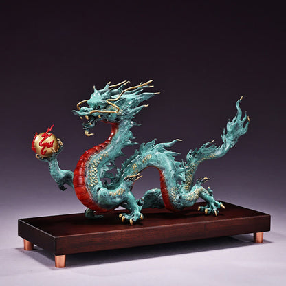 Buddha Stones Year Of The Dragon Auspicious Dragon Brass Copper Luck Success Office Decoration