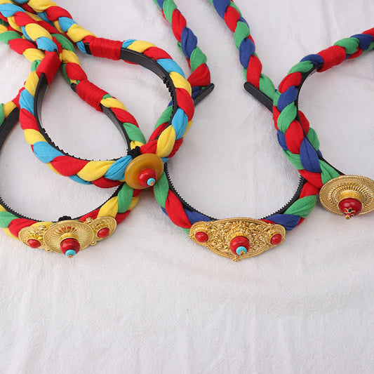 Buddha Stones Tibetan Colorful Tassel Beads Hair Decoration Hair Accessories