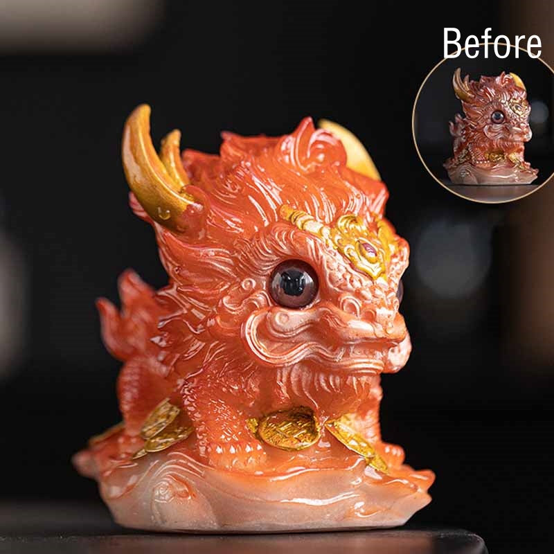 Buddha Stones Color Changing Small Kirin Resin Tea Pet Home Figurine Decoration