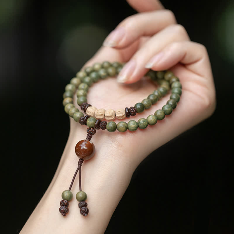 Buddha Stones Green Sandalwood Positive Peace Bracelet