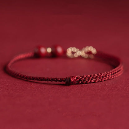 Buddha Stones Cinnabar Blessing Red String Golden Infinity Symbol Bracelet Anklet
