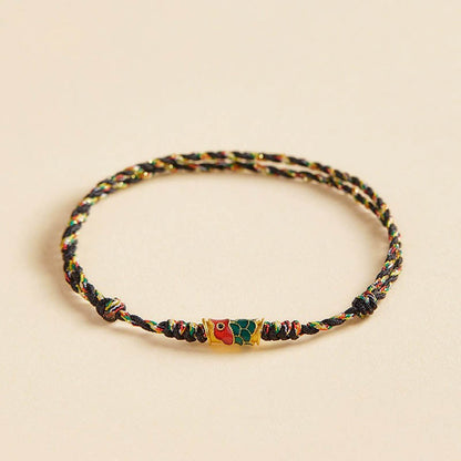 Buddha Stones Handcrafted Koi Fish Wealth Prosperity Braided Rope Bracelet