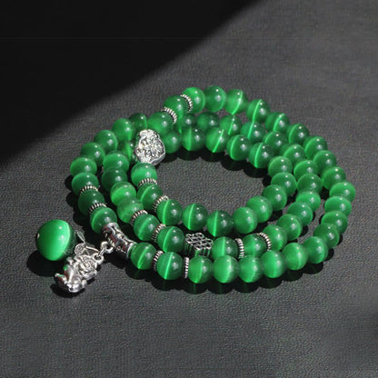 Buddha Stones Cat Eye PiXiu Support Triple Wrap Bracelet