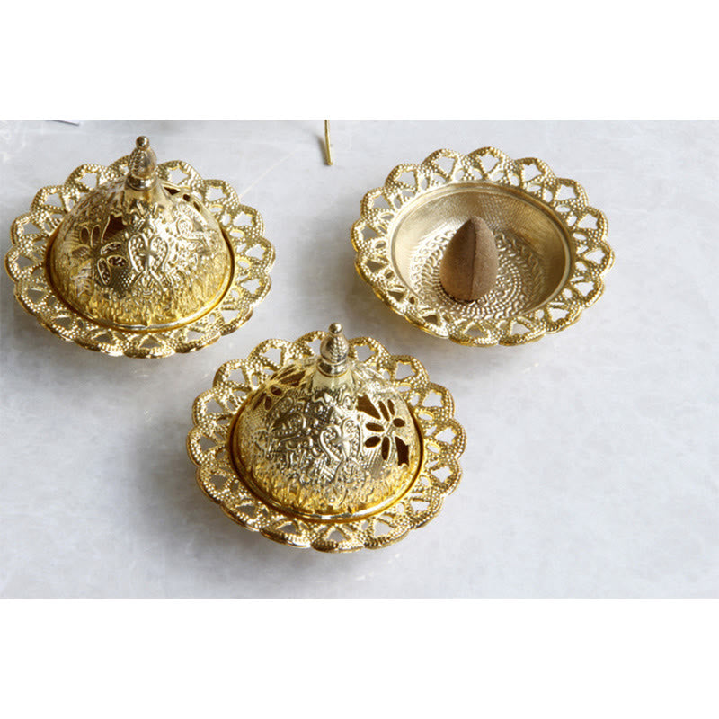 Buddha Stones Tibetan Gold Mini Meditation Incense Burner