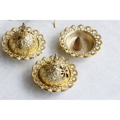 Buddha Stones Tibetan Gold Mini Meditation Incense Burner