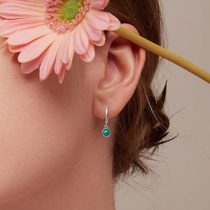 Buddha Stones 925 Sterling Silver Round Malachite Anti-Anxiety Drop Earrings