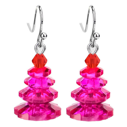 Buddha Stones Various Crystals Christmas Tree Amethyst Peace Healing Drop Earrings