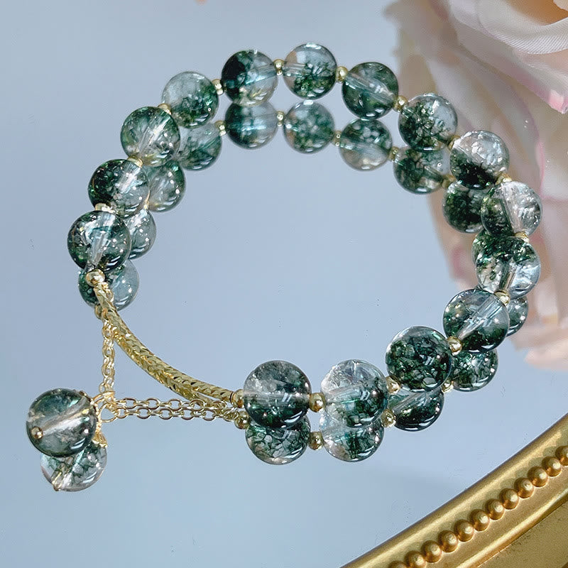 Buddha Stones Green Phantom Crystal Confidence Charm Bracelet