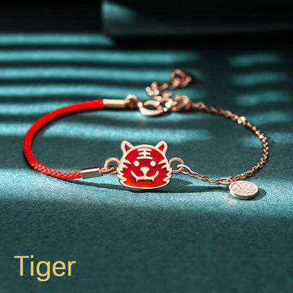 Buddha Stones 925 Sterling Silver Color-changing Chinese Zodiac Luck Protection Red String Chain Bracelet