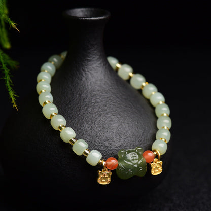 Buddha Stones Chinese Zodiac Lucky Tiger Jade Abundance Bracelet