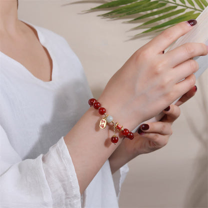 Buddha Stones Natural Red Agate Jade Confidence Fortune Blessing Charm Bracelet