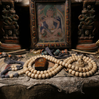 Buddha Stones 108 Mala Beads Abelia Biflora Wood Warding Off Evil Spirits Wrist Mala