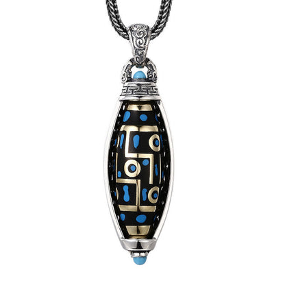 FREE Today: Peace & Purity Tibetan Om Mani Padme Hum Nine-Eye Dzi Bead Pattern Rotatable Necklace Pendant