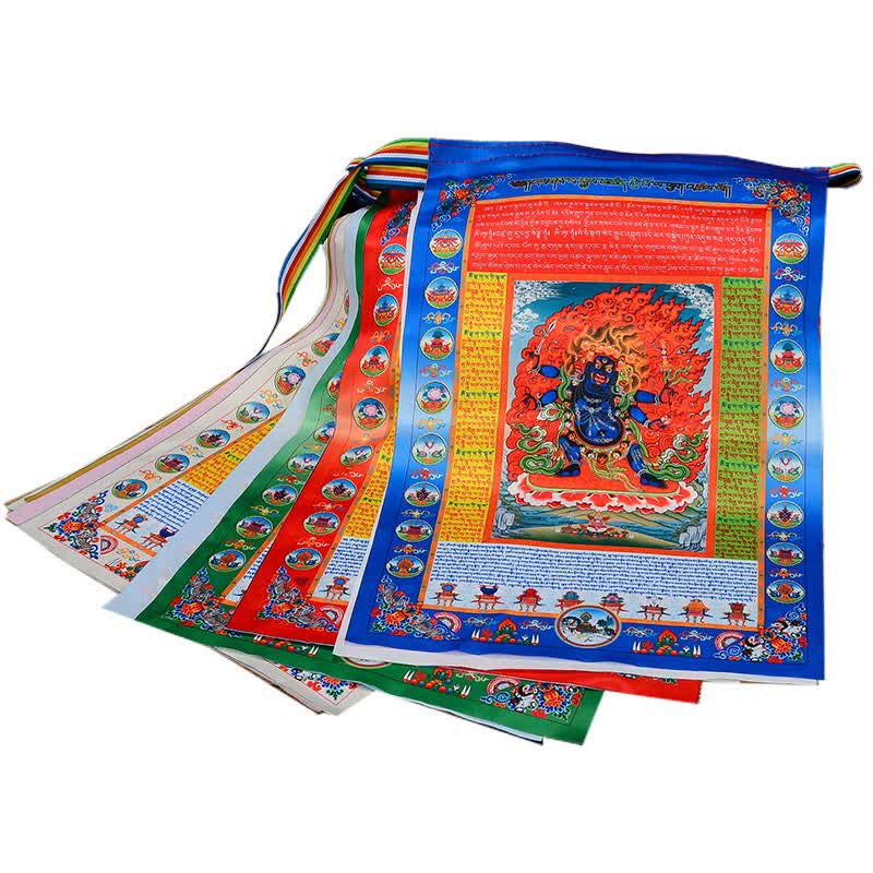 Buddha Stones Tibetan 10 Colors Windhorse Buddha Healing Auspicious Outdoor Prayer Flag