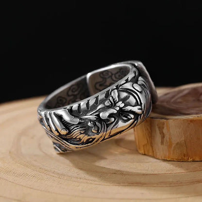 Buddha Stones Guan Gong Auspicious Clouds Amulet Wealth Ring
