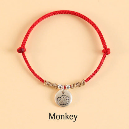 Buddha Stones Handmade 999 Sterling Silver Year of the Dragon Cute Chinese Zodiac Luck Braided Bracelet (Extra 30% Off | USE CODE: FS30)