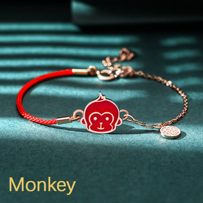 Buddha Stones 925 Sterling Silver Color-changing Chinese Zodiac Luck Protection Red String Chain Bracelet
