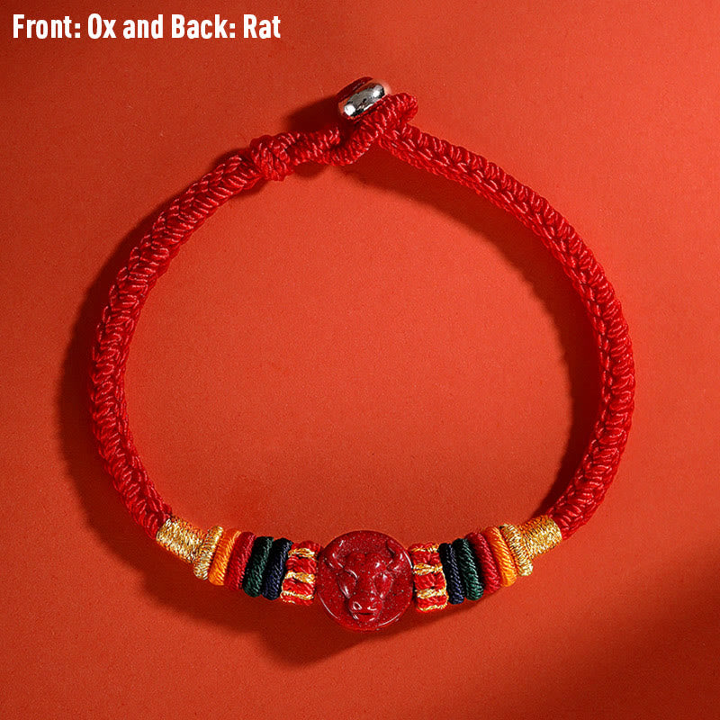 Buddha Stones Year of the Dragon 925 Sterling Silver Chinese Zodiac Cinnabar Auspicious Matches Blessing Bracelet (Extra 30% Off | USE CODE: FS30)