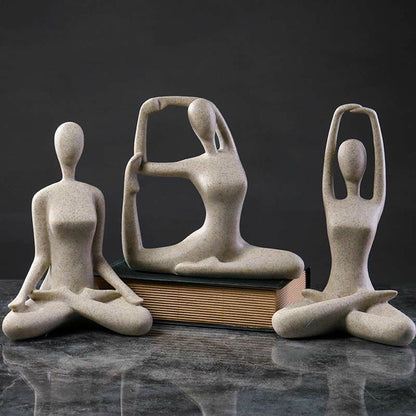 Buddha Stones Abstract Yoga Meditating Exercise Resin Spiritual Figurine Sculpture Desk Decoration