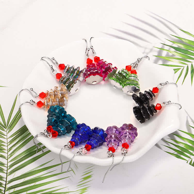 Buddha Stones Various Crystals Christmas Tree Amethyst Peace Healing Drop Earrings