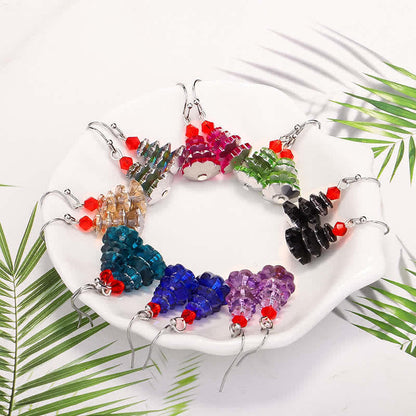 Buddha Stones Various Crystals Christmas Tree Amethyst Peace Healing Drop Earrings