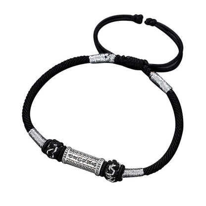 Buddha Stones 925 Sterling Silver Om Mani Padme Hum Wisdom Braided Rope Bracelet