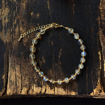 Buddha Stones Natural Moonstone 14K Gold Plated Healing Positive Bracelet