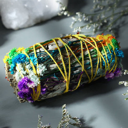 Buddha Stones Red Rose Forget-me-not Colorful Daisy Smudge Stick for Home Cleansing Incense Healing Meditation Smudge Sticks Rituals