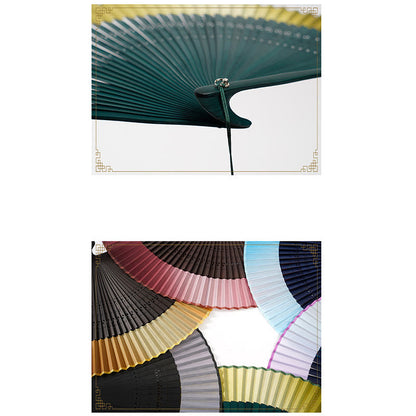 Buddha Stones Gradient Color Hollow Engraved Handheld Bamboo Folding Fan