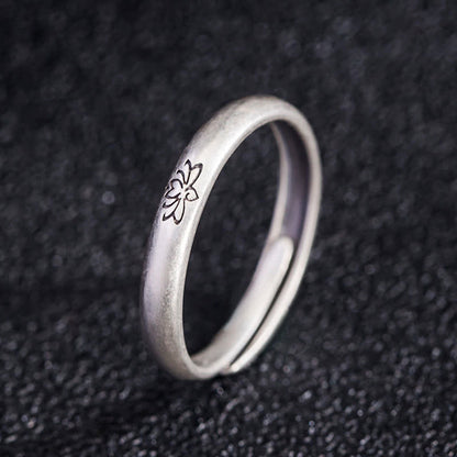 Buddha Stones 925 Sterling Silver Lotus Flower Enlightenment Ring