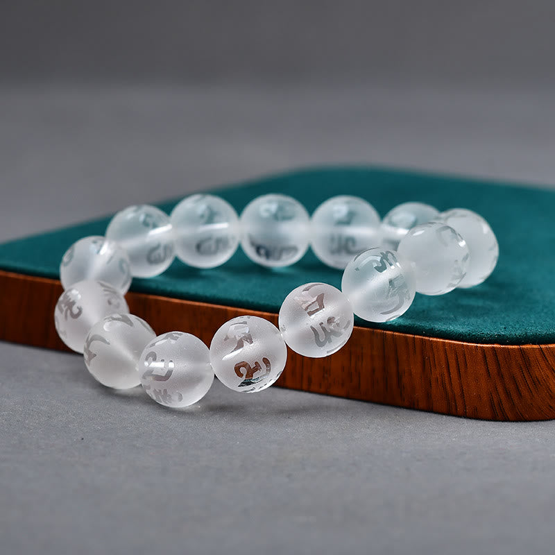 FREE Today: Open The Mind Tibet White Crystal Black Onyx Om Mani Padme Hum Meditation Bracelet