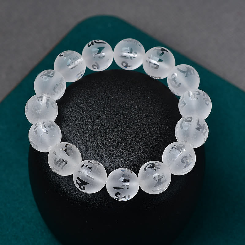 FREE Today: Open The Mind Tibet White Crystal Black Onyx Om Mani Padme Hum Meditation Bracelet