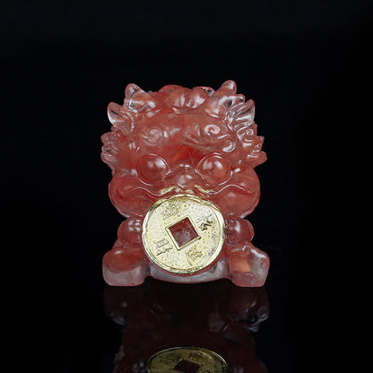 Buddha Stones Handmade Cute PiXiu Gold Coin Crystal Fengshui Energy Wealth Fortune Home Decoration