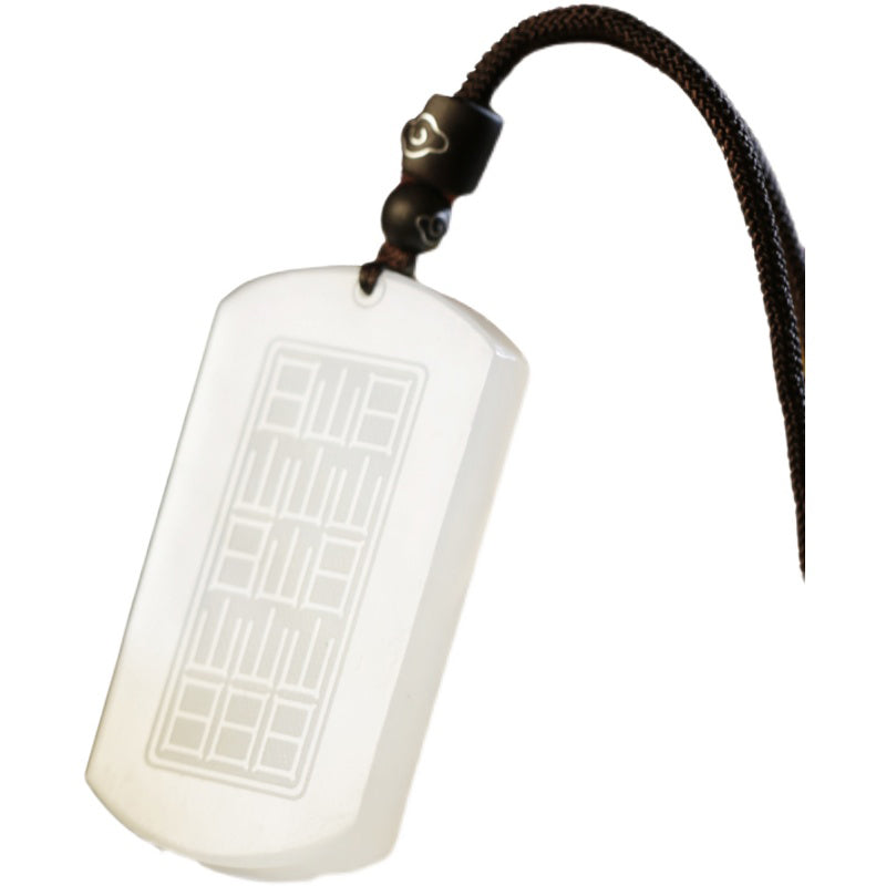 Buddha Stones White Jade PiXiu Yin Yang Luck Protection Necklace Pendant