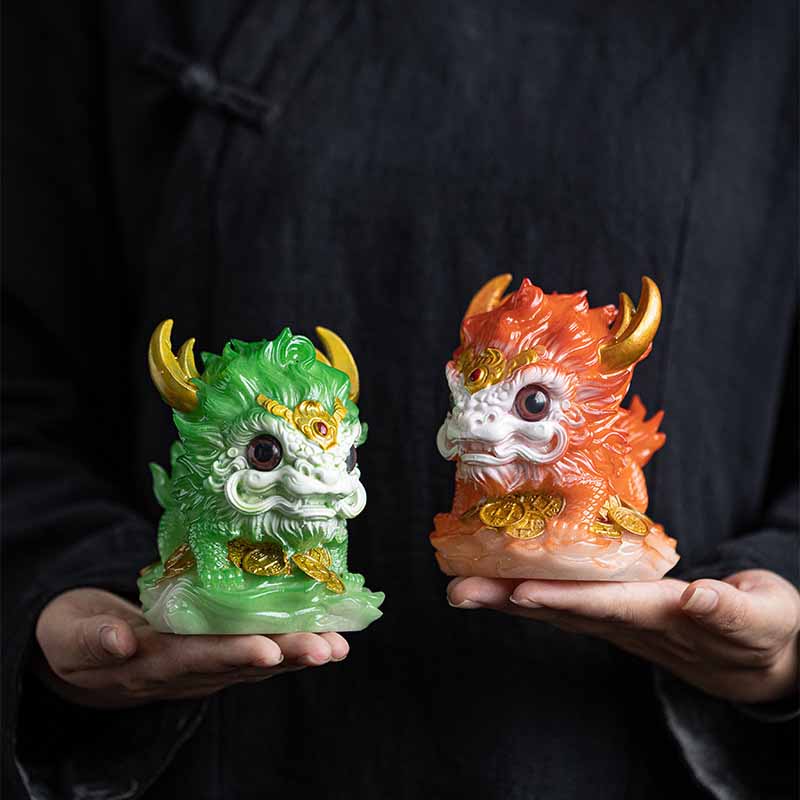 Buddha Stones Color Changing Small Kirin Resin Tea Pet Home Figurine Decoration