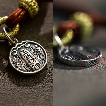 Buddha Stones Handmade 925 Sterling Silver Five Directions Gods of Wealth Luck Protection String Braid Bracelet