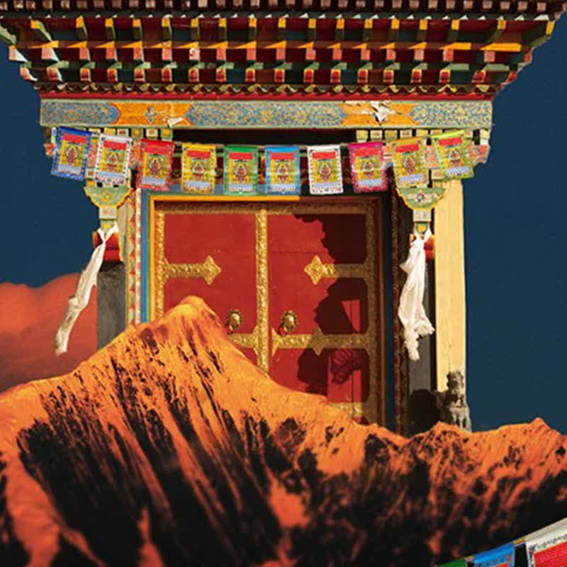 Buddha Stones Tibetan 10 Colors Windhorse Buddha Healing Auspicious Outdoor Prayer Flag