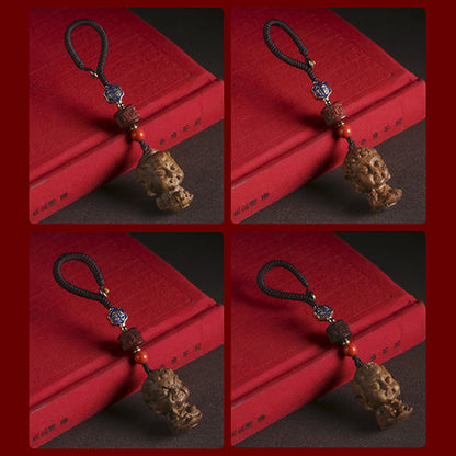 Buddha Stones Chinese Zodiac Natal Buddha Green Sandalwood Om Mani Padme Hum Peace Key Chain